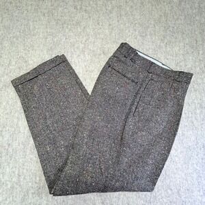 Vintage Retro Chess King 70s Mens Tweed Pleated Dress Pants Brown Cuffed  31x31